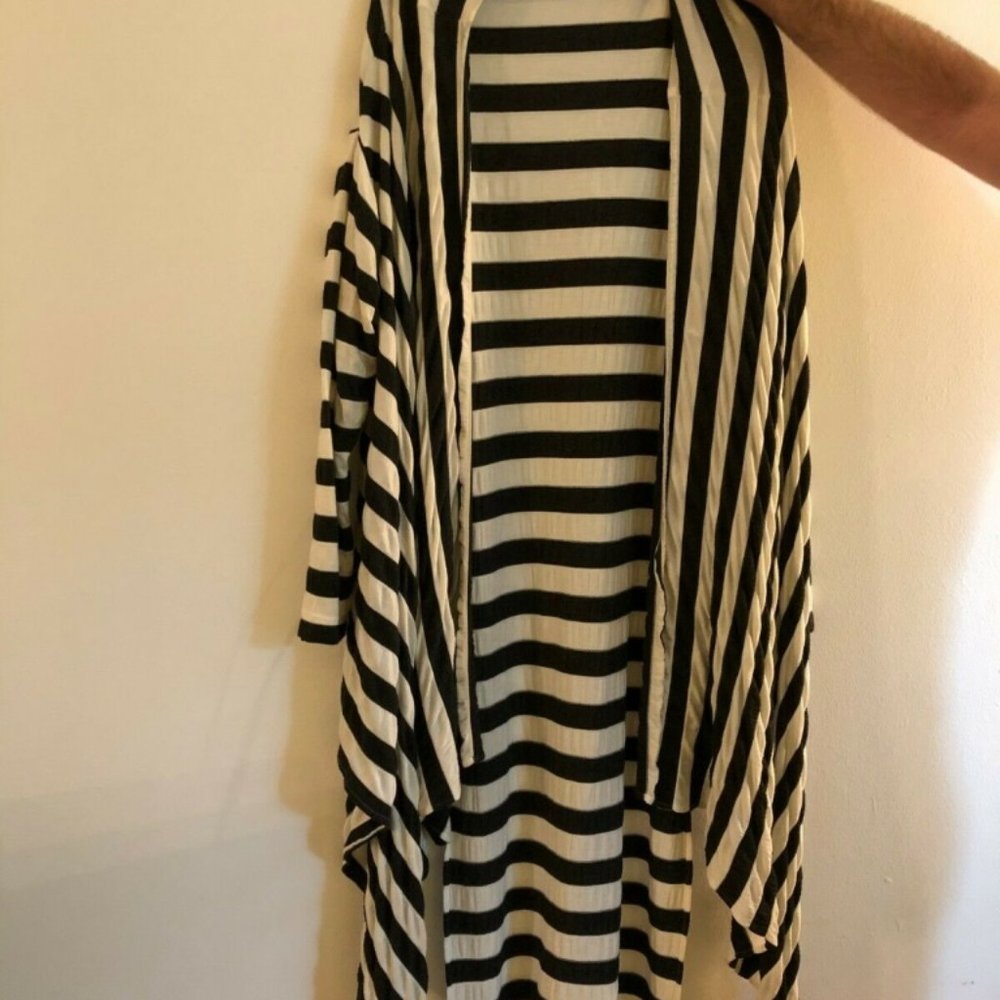 KEDEM SASSON STRIPED LONG CARDIGAN/COAT